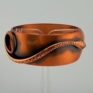 Rare Signed Whiting & Davis Solid Copper Serpent Clamper Bracelet– 84 Grams